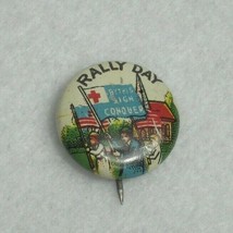 Vintage Rally Day Pinback Button Pin By This Sign Conquer American Flags Church - £15.65 GBP