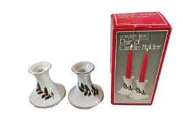 Vintage Christmas Porcelain Ware Caldor Candle Holder Pair -Made in Japan - £11.83 GBP