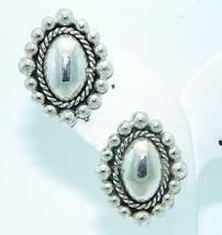 POLISHED BEADED TWIST OVAL POST EARRINGS REAL SOLID .925 STERLING SILVER 19.2 g - $134.16 CAD