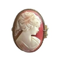 Vintage Cameo Portrait ~ Snap Shut ~ Trinket Pill ~ Trinket Box ~ Gold-Tone - $46.75