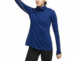 Nike Women’s Pro Warm Metallic Funnel Neck Long Sleeve Shirt, Large, Blue - £50.90 GBP