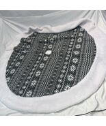 Gray White Fair Isle Knit Christmas Tree Skirt 49 Nordic Snowflake Faux ... - $27.86 CAD