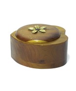 Wood Heart Trinket Cedar Box Brass Daisy Souvenir Ausable Chasm N.Y. Vin... - $9.87