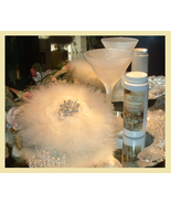 White Ruffles ~ 6 oz Perfumed Dusting Powder w/ Puff &amp; Glass Stand by Re... - $59.99