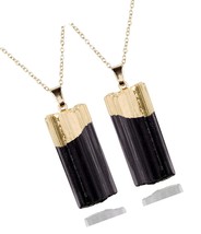 2 Pieces Natural Black Tourmaline Crystal Necklace Hand for - £46.23 GBP