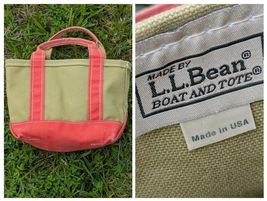 LL Bean Boat &amp; Tote Small Orange Red Brown Rust Bag Canvas USA 7 x 11 in - $107.90