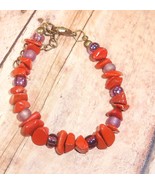 Bracelet Bead Red Jasper Stone w/Glass/Metal Spacers 6.25&quot; w/Extender Ha... - $223.87 MXN