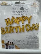 HUGE Happy Birthday Balloon Gold Air Filled No Helium 30&quot;26&quot; 18&quot;Sign COM... - $7.99