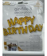HUGE Happy Birthday Balloon Gold Air Filled No Helium 30&quot;26&quot; 18&quot;Sign COM... - $147.71 MXN