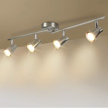 Dllt 4-Light Led Track Lighting Kit, Brushed Nickel, Gu10 Bulbs, Office. - £44.69 GBP