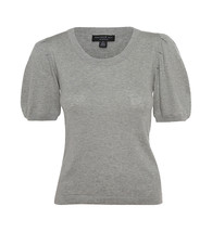 Rielle Women&#39;s Grey Puff Sleeve T-Shirt Air Scoop Neck Stretch Knit Top - S - £28.55 GBP