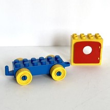 Lego DUPLO Blue Train Car Base 2x6 Chassis Flat Bed  + Red Door 2x4 Cabi... - $6.99
