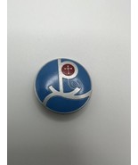 Vintage Aluminum Cross Inside P Blue Red Religious Pin 2.8cm BB2 - €8,30 EUR