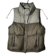 PrAna Women M Down Two Tone Green Adjustable Strap Waist Snap Zip Puffer Vest - £29.82 GBP