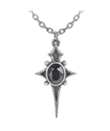 Alchemy Gothic Sterne Leben Pendant Star Cross Jet Black Crystal Necklac... - $26.95