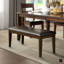 Dining Bench Brown Modern Contemporary Upholstered Cherry Finish - $142.55