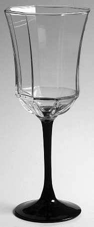 Vintage 1980&#39;s Water Goblet Glass 8 1/4&quot; In Octime Black Arcoroc  Made I... - $15.99