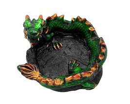 Chinese Dragon 3D Round Ash Tray Loong Cigarette Burner Incense Stick Ho... - $24.74