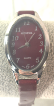 Geneva Classic Red Dial Silver Tone Oval Case Red Band Watch *NEEDS NEW ... - $13.37