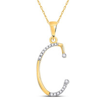 10kt Yellow Gold Womens Round Diamond C Initial Letter Pendant 1/12 Cttw - £109.84 GBP