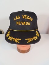 VINTAGE Las Vegas Nevada Trucker Hat Mesh SnapBack Black Gold Foam Cap - £15.54 GBP