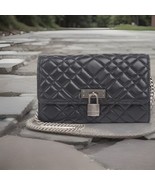 KURT GEIGER LONDON BRIXTON CHAIN QUILTED LEATHER WALLET IN BLACK  - $99.95