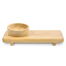 Light Brown Wooden Sauce Bowl with Wood platter Sushi Set - £15.74 GBP