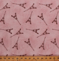 Eiffel Tower Allover Paris France Pink Ooh La La Cotton Fabric Print BTY D683.41 - £7.92 GBP