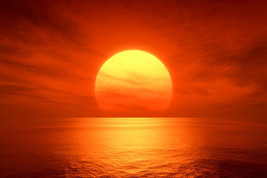 Framed Canvas Art Print Painting Red Sunset Ocean Sunrise Sun Reflection Beach - £31.81 GBP+