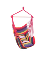 Distinctive Cotton Canvas Hanging Rope Chair with Pillows Rainbow - £31.44 GBP