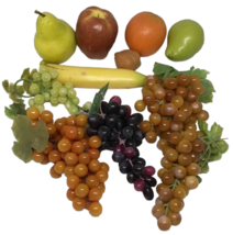 Realistic Fake Fruit Banana Clusters Grapes Pears Apple Walnut Props Plastic Vtg - £15.95 GBP