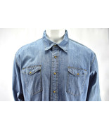Wrangler Indigo Western Denim Blue Jean Pearl Snap Shirt Long Sleeve Men... - $42.59 CAD