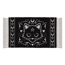 Alchemy Gothic Purrfect Kitty Cat Wiccan Area Rug Hand Woven Cotton 38X20&quot; RUG1 - £23.17 GBP