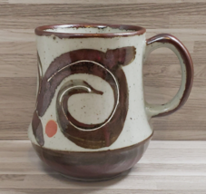 Studio Pottery Hand Thrown Brown &amp; Gray Stoneware 10 oz. Coffee Mug Cup - $13.47