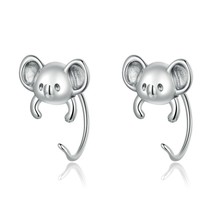 Bamoer Authentic 925 Silver Pink Mini Dog Stud Earrings for Women Mini Panda Ear - £18.01 GBP