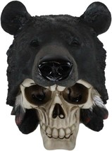 Big Bear Headdress Skull Statue Gothic Macabre Figurine Skulls Black Bears 5.5&quot;H - £20.90 GBP