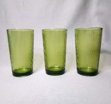 Vintage Mid-Century Modern Avocado Green 10 oz Juice Glasses Tumblers Se... - $13.86