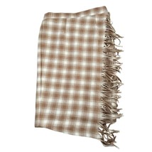 NEW Time and Tru Skirt Medium Tan White Plaid Fringe Tassels Flannel Pol... - £13.61 GBP