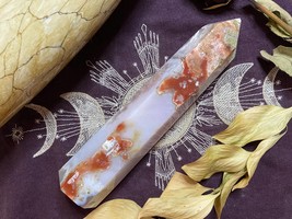 Flower Agate with Pink Amethyst Point, All Natural, Metaphysical - £87.00 GBP