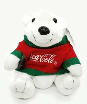 Coca-Cola Polar Bear in Sweater Bean Bag Plush Stuffed Animal #0116 w/ Tags Toy - £7.61 GBP