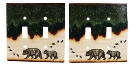 Pack of 2 Rustic Forest Mama Bear And Cub Double Toggle Switch Wall Outl... - £21.57 GBP