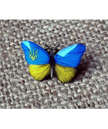 Butterfly Ukrainian flag Tryzub Lapel Pin Blue and Yellow badge Gift Ukr... - $269.19 MXN+