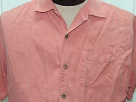 Mens M Tommy Bahama Short Sleeve Hawaiian Shirt 100% Silk TROPICAL Jacquard PINK - £13.41 GBP