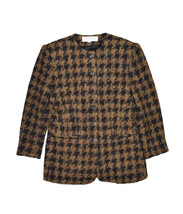 Jones New York Mohair Wool Blend Jacket Womens 4 Petite Brown Houndstooth - £22.77 GBP