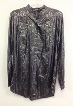 NEW NWT tnfc LF Stores Metallic Silver Sheen Sparkle Blouse Shirt $176 retail - $20.00