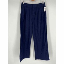NWT Gap Pleated Linen Pants Sz 8 Navy Blue Wide Leg High Rise - £31.24 GBP