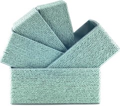 Woven Paper Rope With Fabric Lining 5-Pack Decorative Storage, Model St05004. - £25.06 GBP