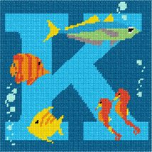 Pepita Needlepoint kit: Letter K Under The Sea, 7&quot; x 7&quot; - £39.33 GBP+