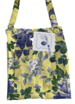 April Cornell Apron 100% Cotton Yellow Purple Flowers French Country Spring - $43.98