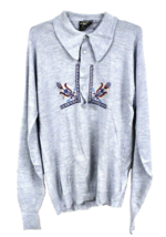 1970s VTG Puritan Blue Acrylic Polo Sweater Crest Embroidery Soft Touch ... - $49.45